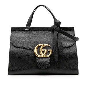Pre-Loved Gucci Small GG Marmont Grained Calfskin Top Handle Satchel